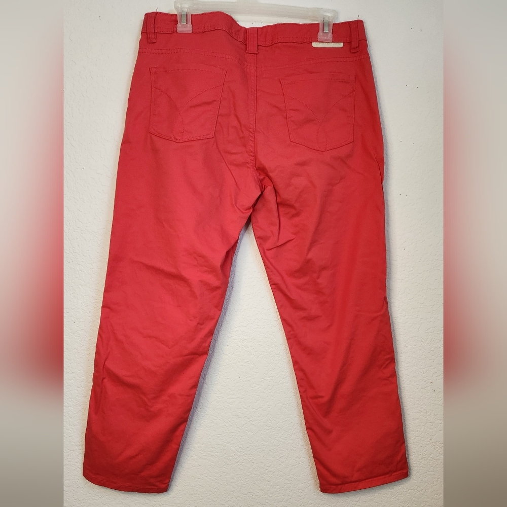 Calvin Klein Skinny Crop Orange/Red Color Jeans, Size 12 - Picture 2 of 8